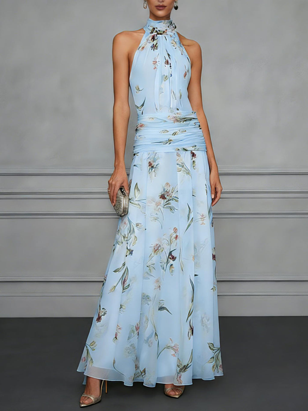 Hanging neck printed dress