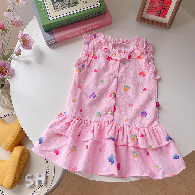 Mädchenkleid Sommerkleid Baby Mädchen Liebe Ärmelloser Rock Kinder