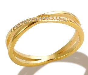 Bague en acier inoxydable pour femmes, incrustée de zircon, résistante à l'eau, bijoux romantiques à la mode