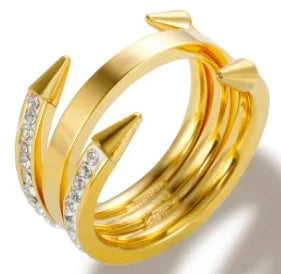 Bague en acier inoxydable étanche avec perles rondes et zircon cristal transparent, bijou fin et simple