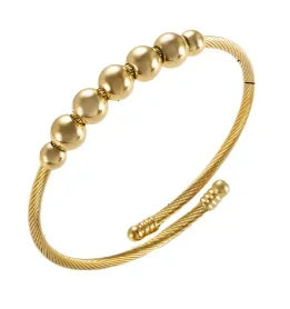 Bracelet jonc simple en acier inoxydable avec 3 cristaux