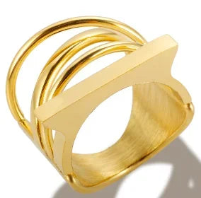 Bague en acier inoxydable étanche avec perles rondes et zircon cristal transparent, bijou fin et simple