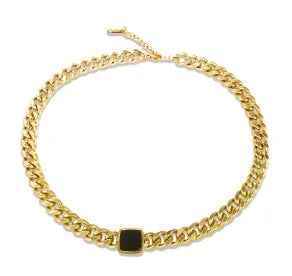 Collier avec pendentif carré délicat en acier inoxydable pour femme