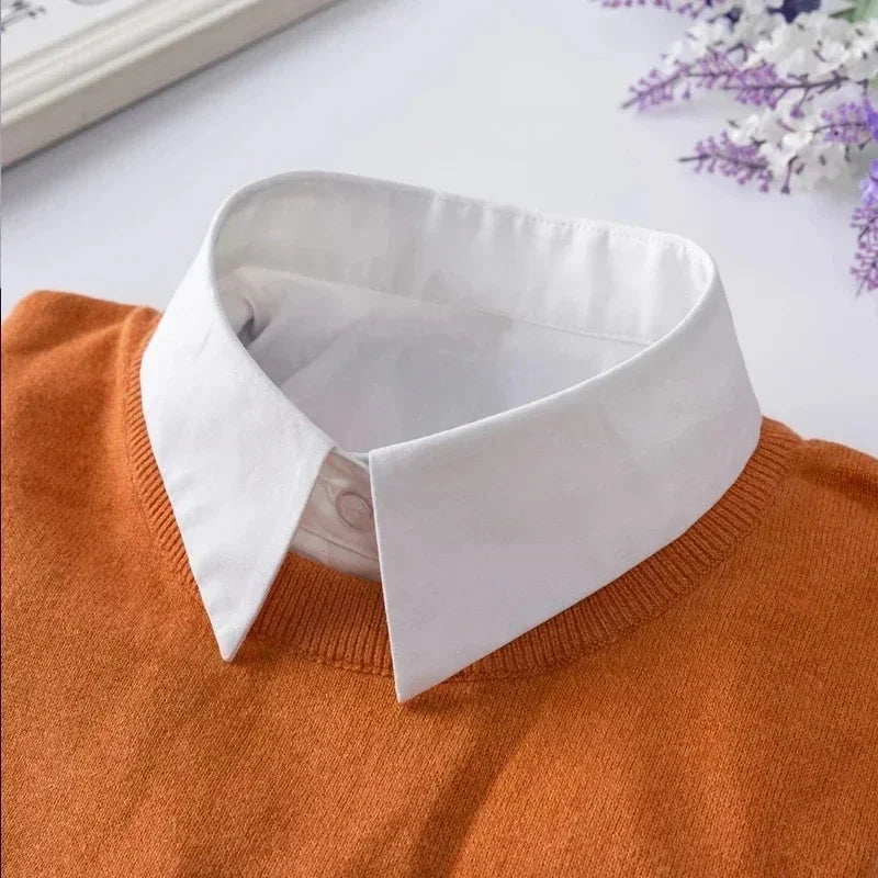 New Detachable White Front Tie Collar for Women, Vintage Lace Style, Fake Blouse Collar for Girls and Ladies, Trendy 2025