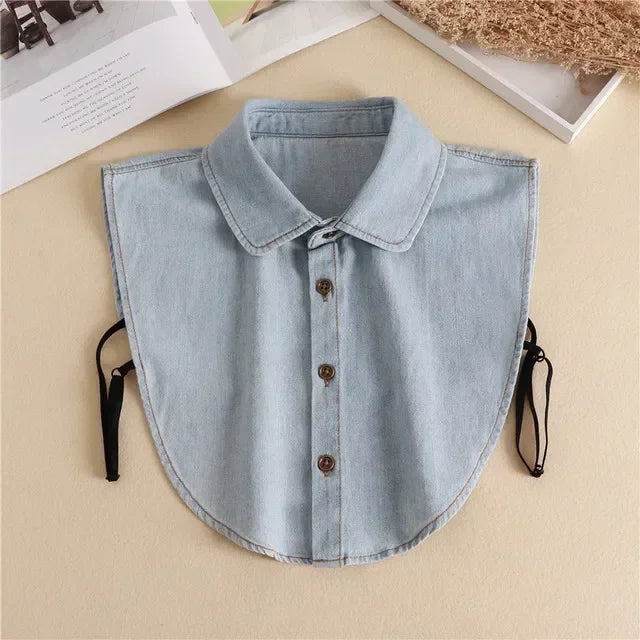 New Detachable White Front Tie Collar for Women, Vintage Lace Style, Fake Blouse Collar for Girls and Ladies, Trendy 2025