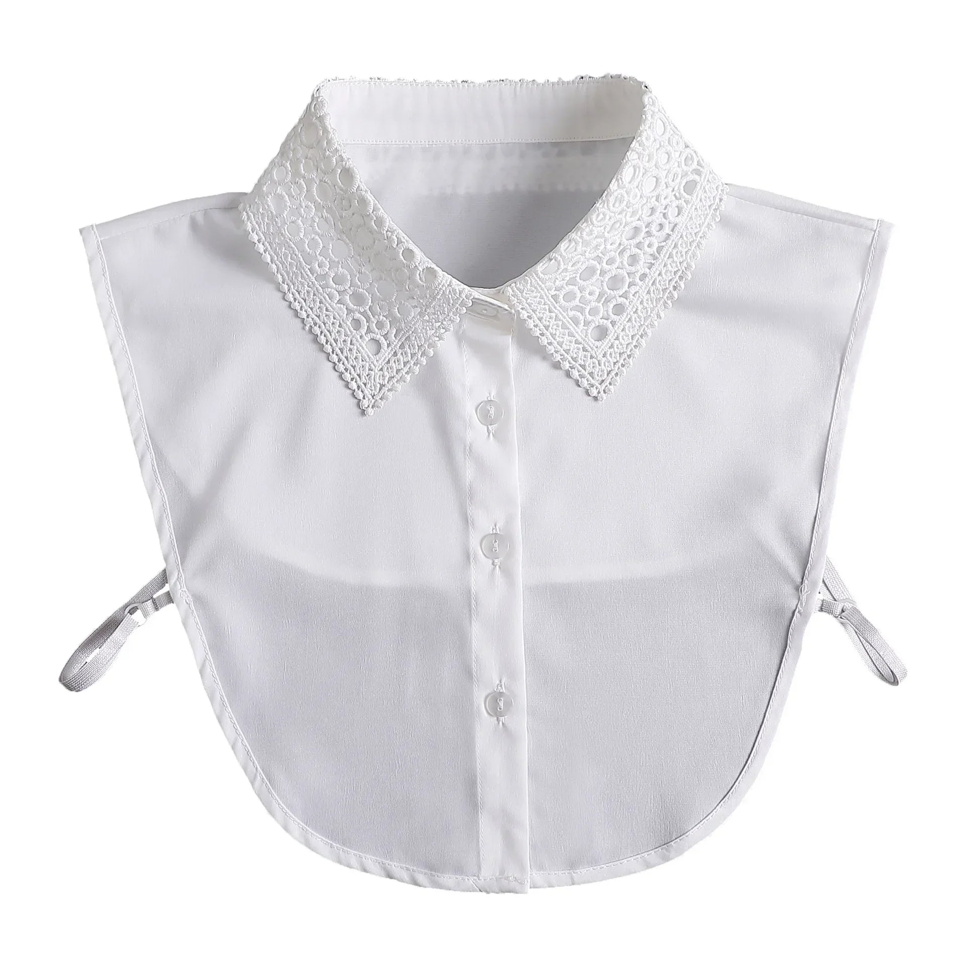 New Detachable White Front Tie Collar for Women, Vintage Lace Style, Fake Blouse Collar for Girls and Ladies, Trendy 2025