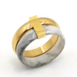 Bague en acier inoxydable pour femmes, incrustée de zircon, résistante à l'eau, bijoux romantiques à la mode