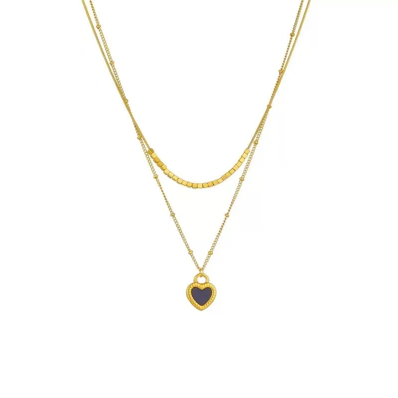 Collier avec pendentif en forme de cœur en acier inoxydable, bijoux imperméables en métal pour femmes