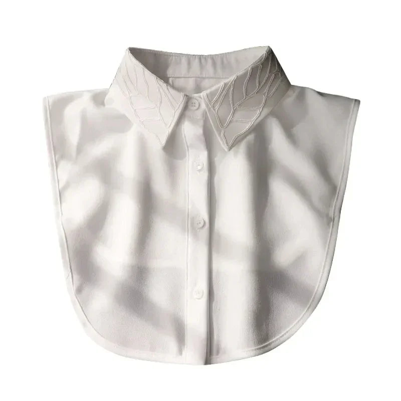 New Detachable White Front Tie Collar for Women, Vintage Lace Style, Fake Blouse Collar for Girls and Ladies, Trendy 2025