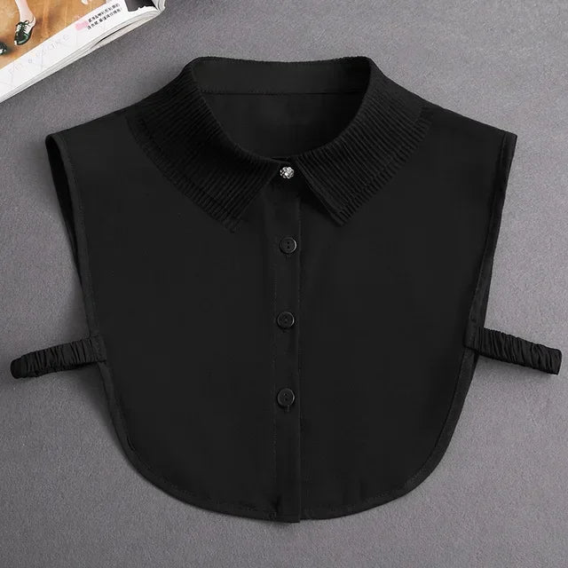 New Detachable White Front Tie Collar for Women, Vintage Lace Style, Fake Blouse Collar for Girls and Ladies, Trendy 2025