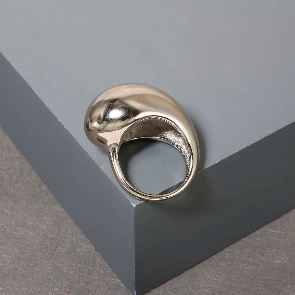 Bague en acier inoxydable étanche avec perles rondes et zircon cristal transparent, bijou fin et simple