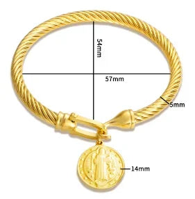 Bracelet jonc simple en acier inoxydable avec 3 cristaux
