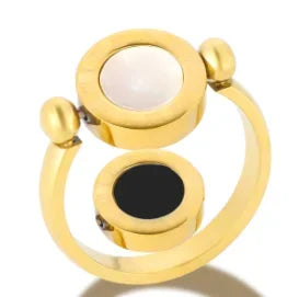 Bague en acier inoxydable pour femmes, incrustée de zircon, résistante à l'eau, bijoux romantiques à la mode