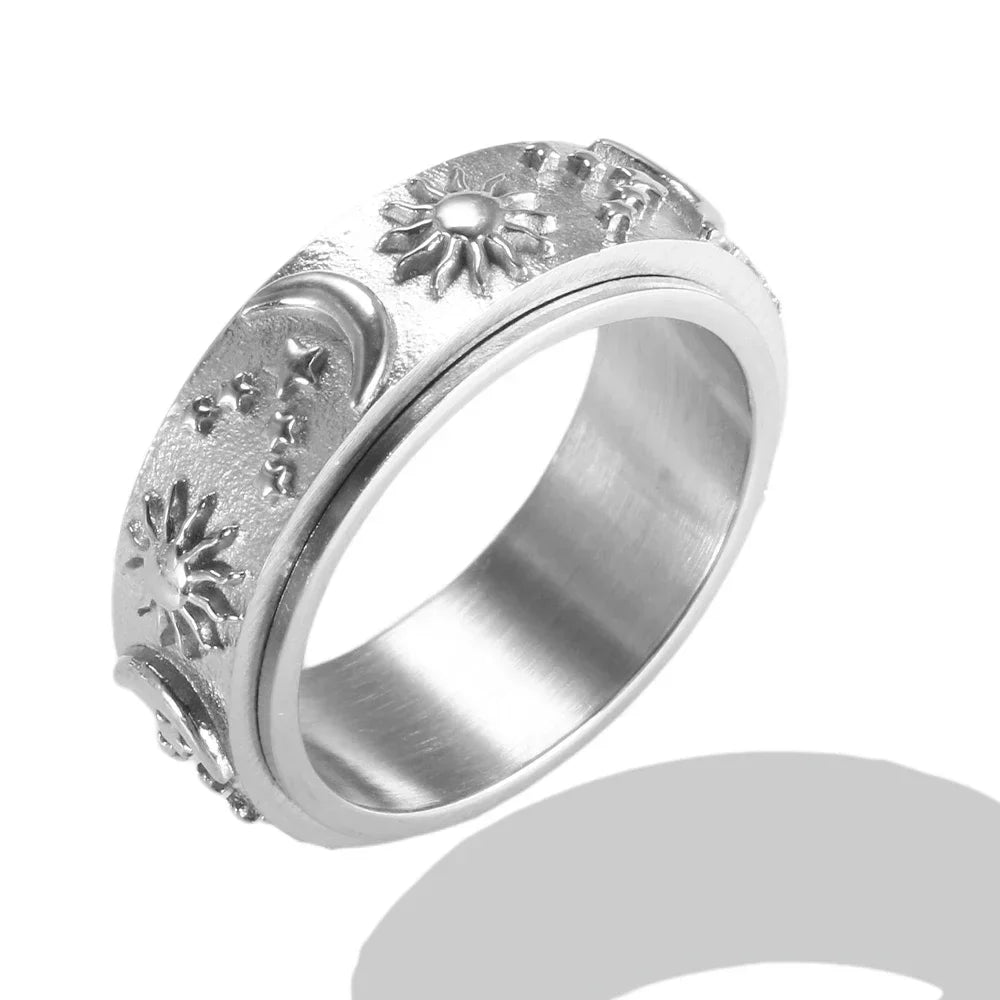 Bague en acier inoxydable étanche avec perles rondes et zircon cristal transparent, bijou fin et simple