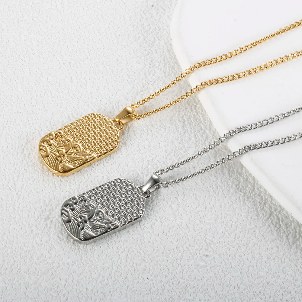 Collier avec pendentif carré délicat en acier inoxydable pour femme
