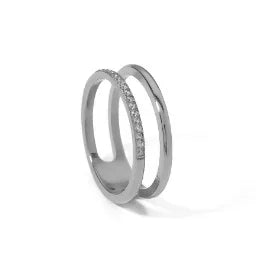 Bague en acier inoxydable pour femmes, incrustée de zircon, résistante à l'eau, bijoux romantiques à la mode