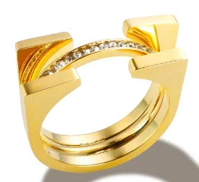 Bague en acier inoxydable pour femmes, incrustée de zircon, résistante à l'eau, bijoux romantiques à la mode
