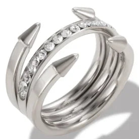 Bague en acier inoxydable étanche avec perles rondes et zircon cristal transparent, bijou fin et simple