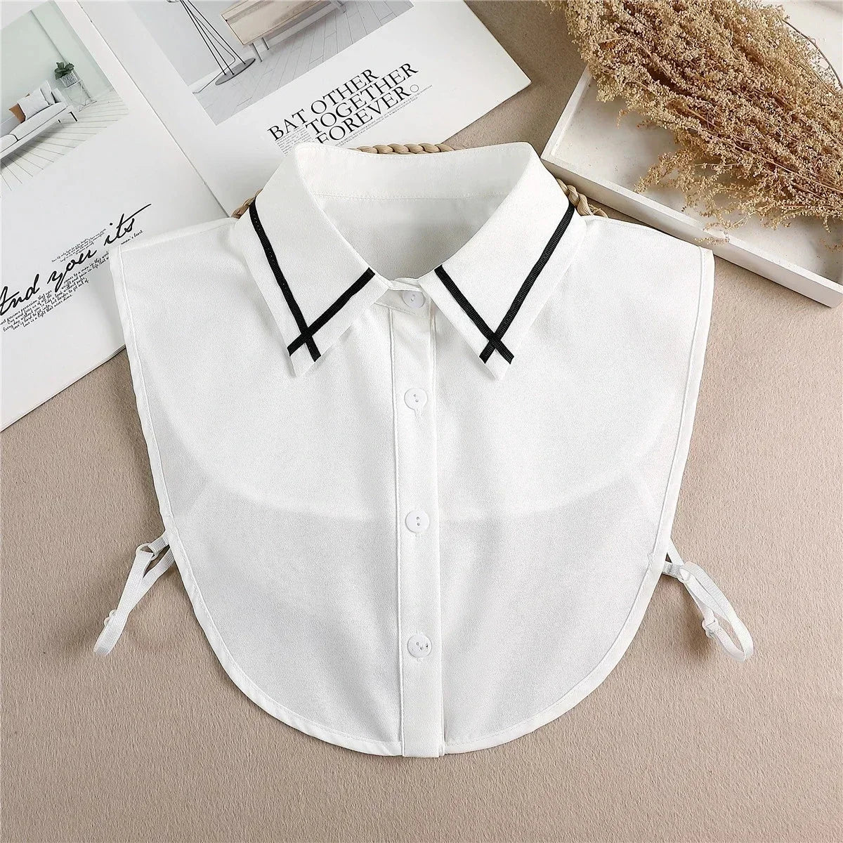 New Detachable White Front Tie Collar for Women, Vintage Lace Style, Fake Blouse Collar for Girls and Ladies, Trendy 2025