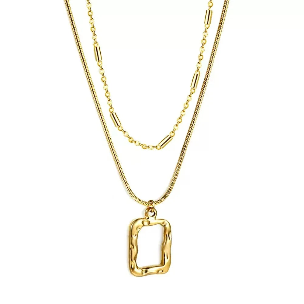 Collier avec pendentif en forme de cœur en acier inoxydable, bijoux imperméables en métal pour femmes