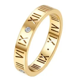 Bague en acier inoxydable étanche avec perles rondes et zircon cristal transparent, bijou fin et simple