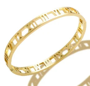 Bracelet jonc simple en acier inoxydable avec 3 cristaux