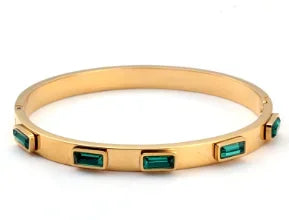Bracelet jonc simple en acier inoxydable avec 3 cristaux