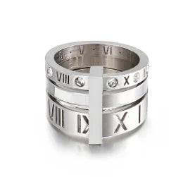 Bague en acier inoxydable étanche avec perles rondes et zircon cristal transparent, bijou fin et simple
