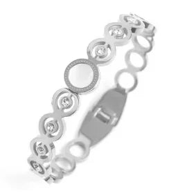 Bracelet jonc simple en acier inoxydable avec 3 cristaux