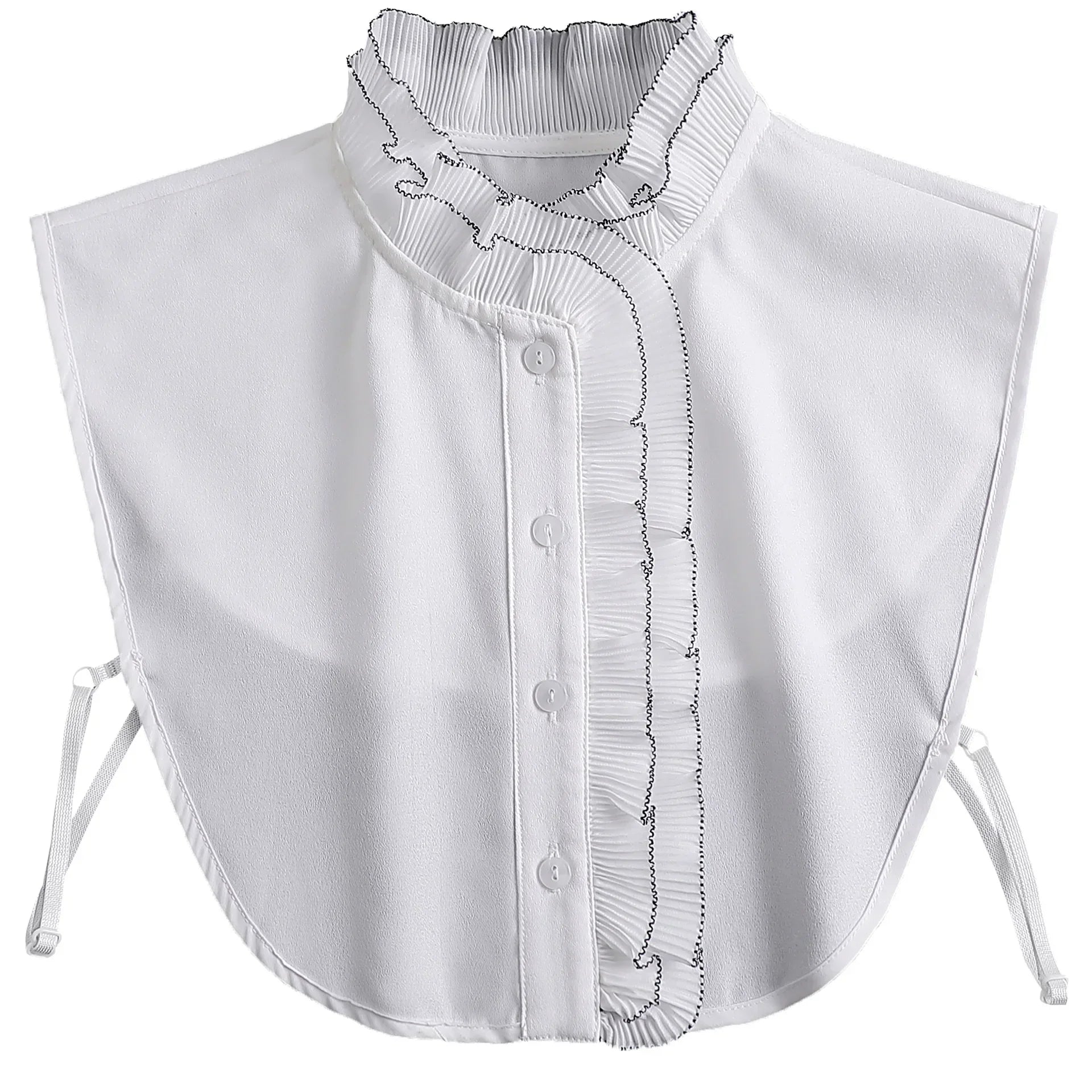 New Detachable White Front Tie Collar for Women, Vintage Lace Style, Fake Blouse Collar for Girls and Ladies, Trendy 2025