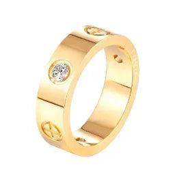 Bague en acier inoxydable étanche avec perles rondes et zircon cristal transparent, bijou fin et simple