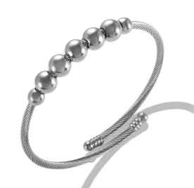 Bracelet jonc simple en acier inoxydable avec 3 cristaux