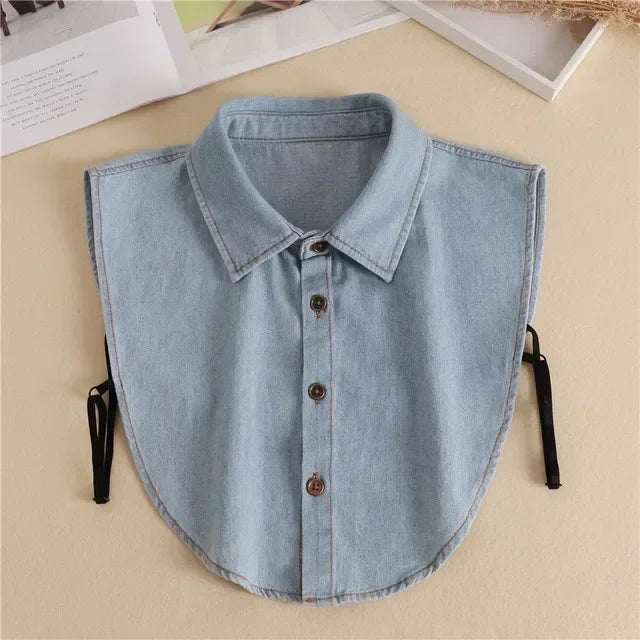 New Detachable White Front Tie Collar for Women, Vintage Lace Style, Fake Blouse Collar for Girls and Ladies, Trendy 2025