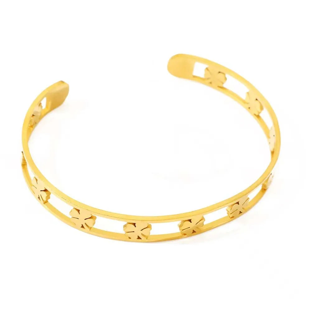 Bracelet jonc simple en acier inoxydable avec 3 cristaux