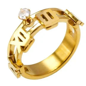Bague en acier inoxydable pour femmes, incrustée de zircon, résistante à l'eau, bijoux romantiques à la mode