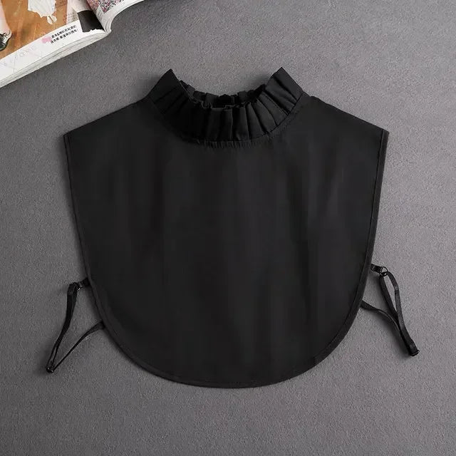 New Detachable White Front Tie Collar for Women, Vintage Lace Style, Fake Blouse Collar for Girls and Ladies, Trendy 2025