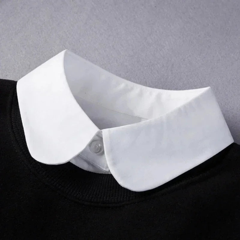 New Detachable White Front Tie Collar for Women, Vintage Lace Style, Fake Blouse Collar for Girls and Ladies, Trendy 2025