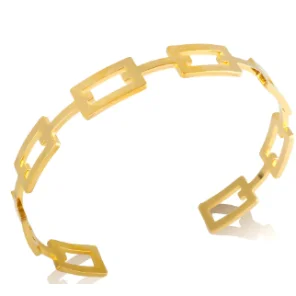 Bracelet jonc simple en acier inoxydable avec 3 cristaux