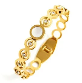 Bracelet jonc simple en acier inoxydable avec 3 cristaux