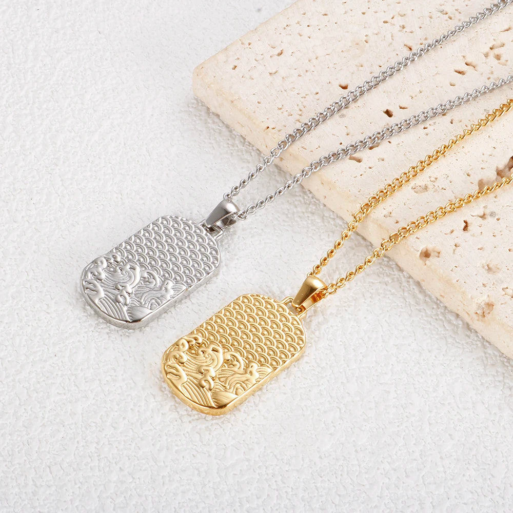 Collier avec pendentif carré délicat en acier inoxydable pour femme