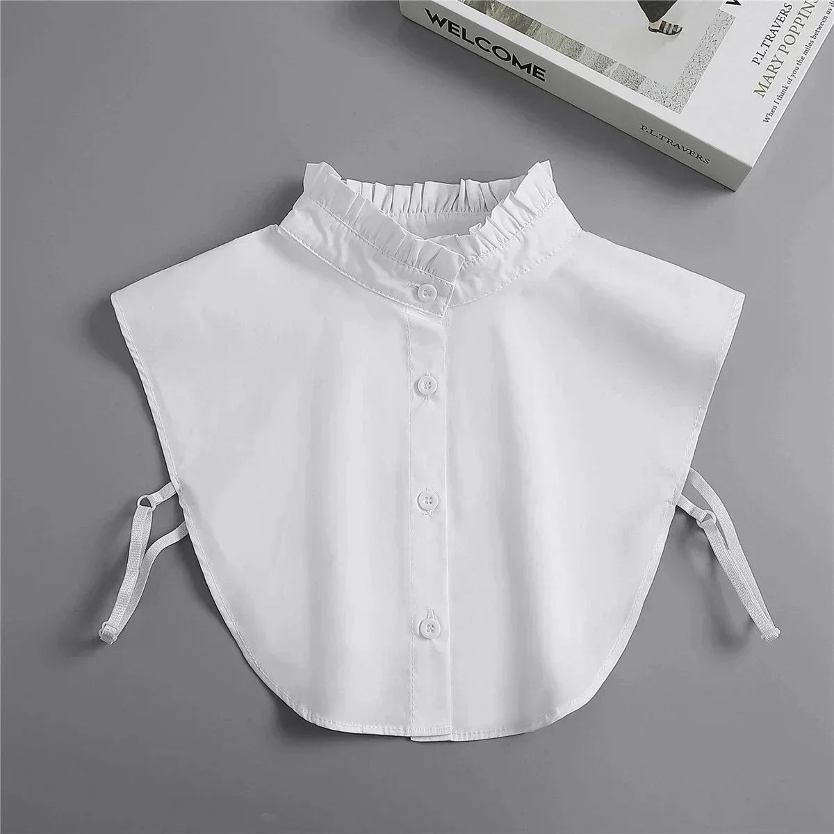 New Detachable White Front Tie Collar for Women, Vintage Lace Style, Fake Blouse Collar for Girls and Ladies, Trendy 2025