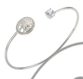 Bracelet jonc simple en acier inoxydable avec 3 cristaux
