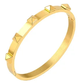 Bracelet jonc simple en acier inoxydable avec 3 cristaux