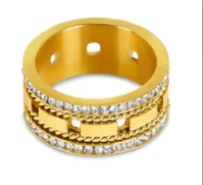 Bague en acier inoxydable pour femmes, incrustée de zircon, résistante à l'eau, bijoux romantiques à la mode