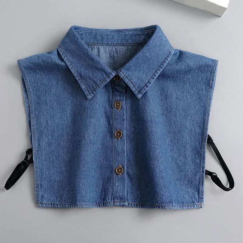 New Detachable White Front Tie Collar for Women, Vintage Lace Style, Fake Blouse Collar for Girls and Ladies, Trendy 2025