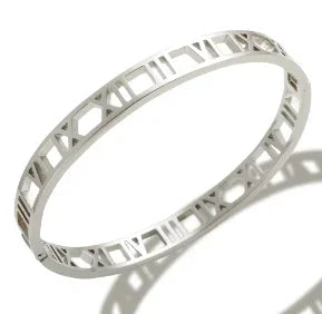 Bracelet jonc simple en acier inoxydable avec 3 cristaux