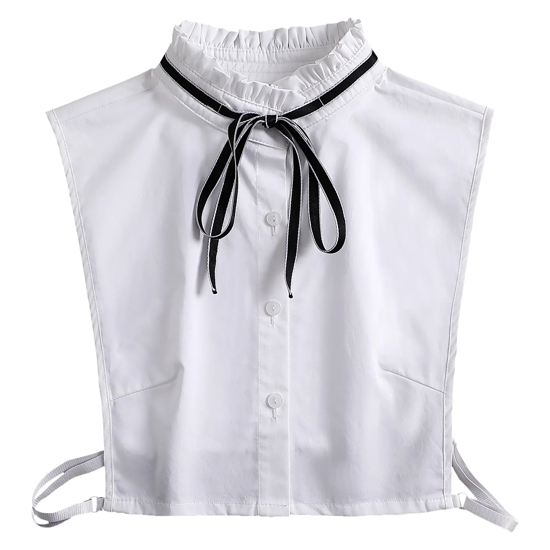 New Detachable White Front Tie Collar for Women, Vintage Lace Style, Fake Blouse Collar for Girls and Ladies, Trendy 2025