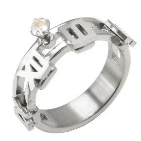 Bague en acier inoxydable pour femmes, incrustée de zircon, résistante à l'eau, bijoux romantiques à la mode