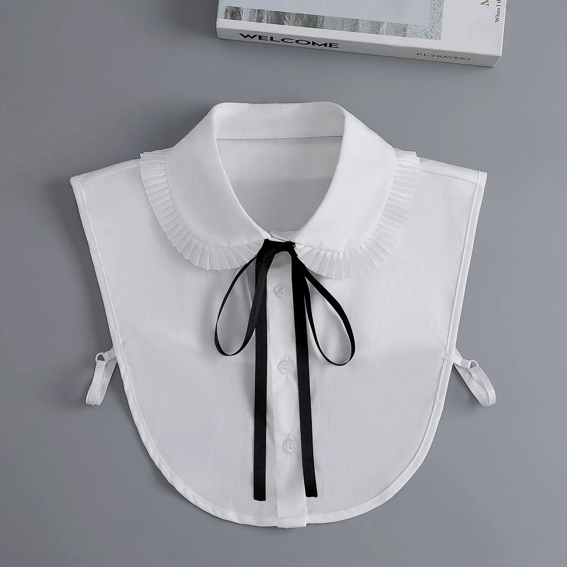New Detachable White Front Tie Collar for Women, Vintage Lace Style, Fake Blouse Collar for Girls and Ladies, Trendy 2025