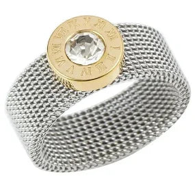 Bague en acier inoxydable étanche avec perles rondes et zircon cristal transparent, bijou fin et simple